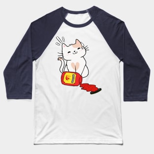 Funny Persian cat Spilled Hot Sauce Baseball T-Shirt